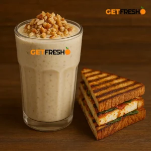 Dry Fruits Shake and Grilled Cheese Sandwich